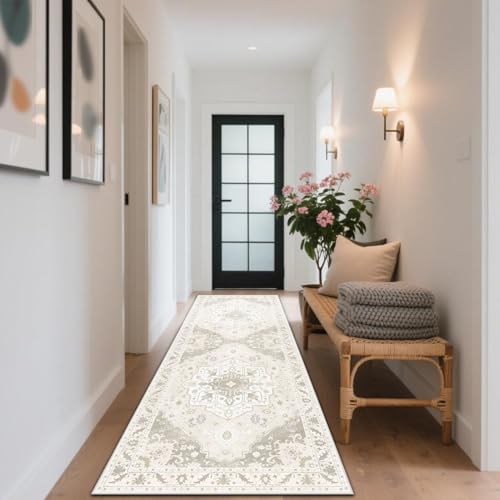 CLOYAO Teppich Läufer Flur Lang Küchenläufer Teppichläufer rutschfest Küche Teppiche Waschbar Bettvorlege Fußmatte Läufer für Flur Waschküche Eingang Wohnzimmer 120 x 300 cm von CLOYAO