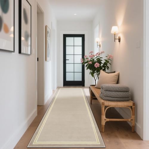 CLOYAO Teppich Läufer Flur Lang Küchenläufer Teppichläufer rutschfest Küche Teppiche Waschbar Bettvorlege Fußmatte Läufer für Flur Waschküche Eingang Wohnzimmer 120 x 350 cm von CLOYAO