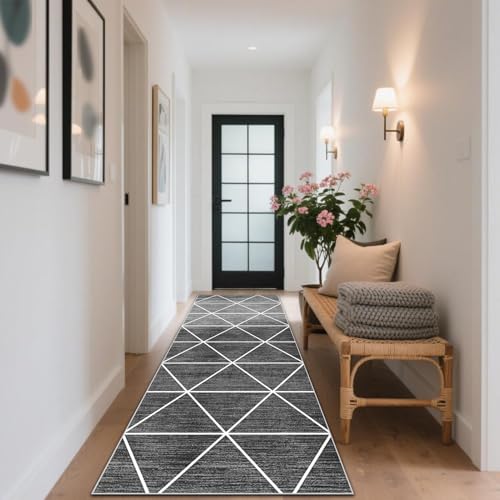 CLOYAO Teppich Läufer Flur Lang Küchenläufer Teppichläufer rutschfest Küche Teppiche Waschbar Bettvorlege Fußmatte Läufer für Flur Waschküche Eingang Wohnzimmer 50 x 150 cm von CLOYAO