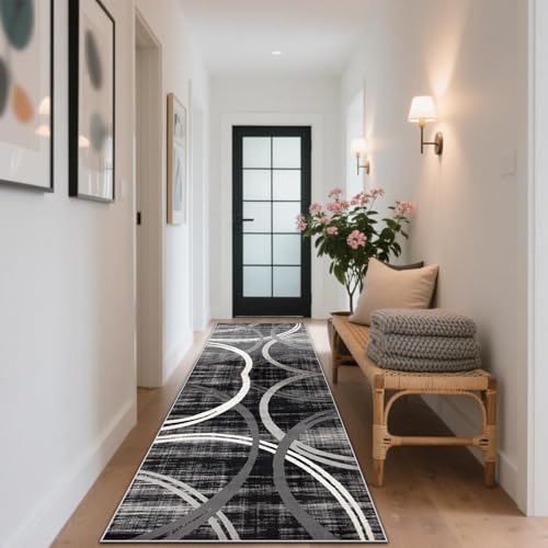 CLOYAO Teppich Läufer Flur Lang Küchenläufer Teppichläufer rutschfest Küche Teppiche Waschbar Bettvorlege Fußmatte Läufer für Flur Waschküche Eingang Wohnzimmer 90 x 450 cm von CLOYAO