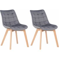 CLP - 2er Esszimmerstühle Passaic Samt grau von CLP