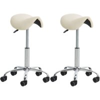 2er Set Arbeitshocker Reno Kunstleder creme von CLP