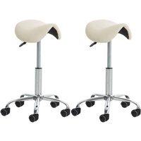 2er Set Arbeitshocker Reno Kunstleder creme von CLP