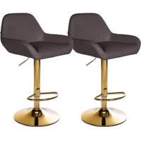 2er Set Barhocker Braga Gold Kunstleder braun von CLP