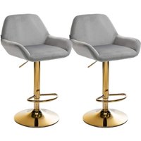 2er Set Barhocker Braga Gold Samt grau von CLP