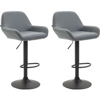 CLP - 2er Set Barhocker Braga Kunstleder grau schwarz von CLP