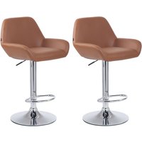 2er Set Barhocker Braga Kunstleder hellbraun chrom von CLP