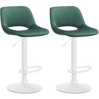 2er Set Barhocker Camden Samt grün Metall matt weiss von CLP