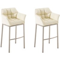 2er Set Barhocker Damaso Kunstleder mit Vierfußgestell creme edelstahl von CLP