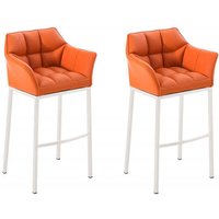 2er Set Barhocker Damaso Kunstleder mit Vierfußgestell orange weiß 2er Set Barhocker Damaso Kunstleder mit Vierfußgestell orange weiß von CLP