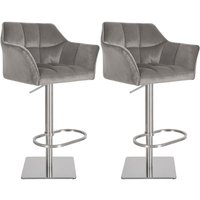 2er Set Barhocker Damaso Samtbezug grau Edelstahl von CLP