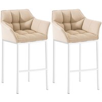 2er Set Barhocker Damaso Stoff mit 4-Fuß Gestell creme weiß von CLP