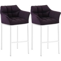 2er Set Barhocker Damaso Stoff mit 4-Fuß Gestell lila weiß von CLP