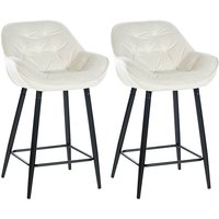 2er Set Barhocker Gibson Samt Sitzhöhe 76 cm creme von CLP