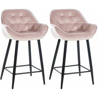 2er Set Barhocker Gibson Samt Sitzhöhe 76 cm pink von CLP