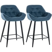 2er Set Barhocker Gibson blau Stoff von CLP