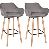 2er Set Barhocker Grant Samt grau von CLP