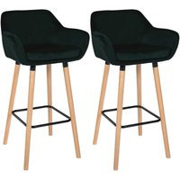 2er Set Barhocker Grant Samt grün 2er Set Barhocker Grant Samt grün von CLP