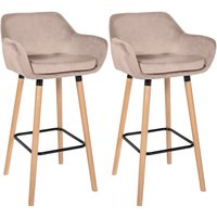 2er Set Barhocker Grant Samt hellgrau 2er Set Barhocker Grant Samt hellgrau von CLP