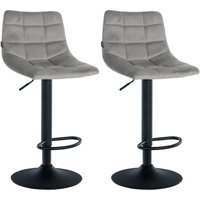 2er Set Barhocker Jerry Samt grau schwarz 2er Set Barhocker Jerry Samt grau schwarz von CLP