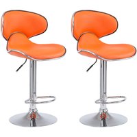 2er Set Barhocker Las Vegas Kunstleder orange chrom von CLP
