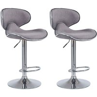 2er Set Barhocker Las Vegas V2 Stoff hellgrau chrom von CLP