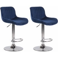 2er Set Barhocker Lentini Samt blau chrom 2er Set Barhocker Lentini Samt blau chrom von CLP