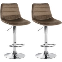 2er Set Barhocker Lex Samt braun chrom 2er Set Barhocker Lex Samt braun chrom von CLP