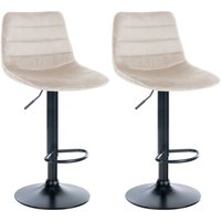 2er Set Barhocker Lex Samt creme schwarz-matt 2er Set Barhocker Lex Samt creme schwarz-matt von CLP