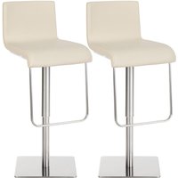 2er Set Barhocker Limon Kunstlederbezug creme edelstahl von CLP