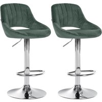 2er Set Barhocker Milet Samt grün Metall in Chromoptik von CLP