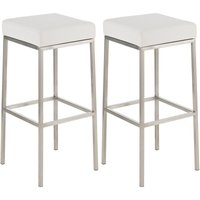 2er Set Barhocker Montreal Kunstlederbezug edelstahl weiß von CLP