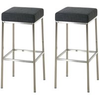 2er Set Barhocker Montreal Stoffbezug dunkelgrau edelstahl von CLP
