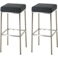 2er Set Barhocker Montreal Stoffbezug dunkelgrau edelstahl von CLP
