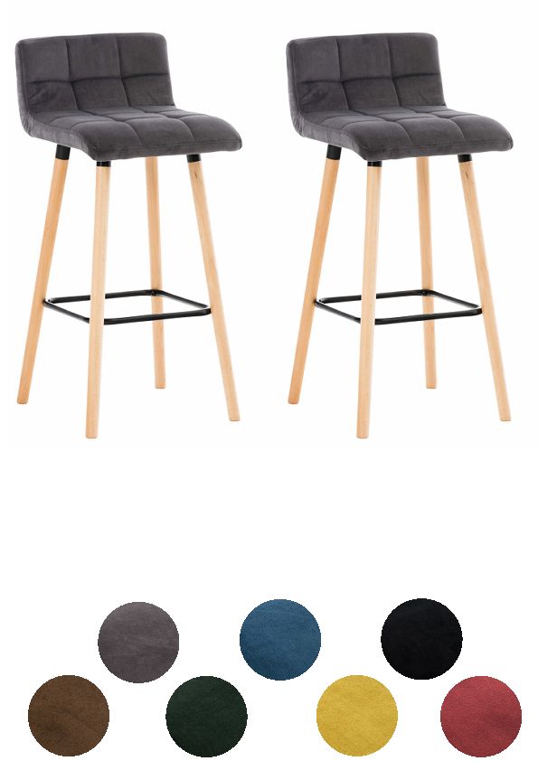 2er Set Barhocker Samt-Küchenstuhl Stuhl Tresenhocker-versch. Farben 2er Set Barhocker Samt-Küchenstuhl Stuhl Tresenhocker-versch. Farben von CLP