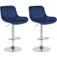 2er Set Barhocker Solon Chrom blau Samt von CLP