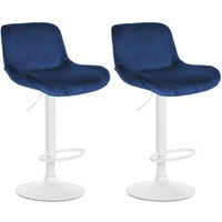 2er Set Barhocker Solon Weiß blau Samt von CLP