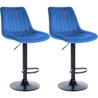2er Set Barhocker Toni Samt blau Metall matt schwarz von CLP