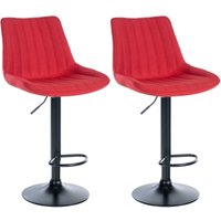 2er Set Barhocker Toni Stoff rot Metall matt schwarz von CLP