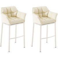 2er Set Barhocker damaso Kunstleder mit 4-Fuß Gestell creme weiß von CLP