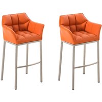 2er Set Barhocker damaso Kunstleder mit 4-Fuß Gestell orange edelstahl 2er Set Barhocker damaso Kunstleder mit 4-Fuß Gestell orange edelstahl von CLP