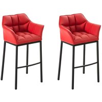 2er Set Barhocker damaso Kunstleder mit 4-Fuß Gestell rot schwarz von CLP