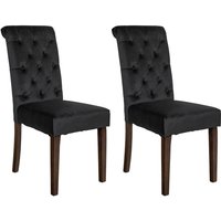 CLP - 2er Set Esszimmerstühle Lisburn schwarz Samt von CLP
