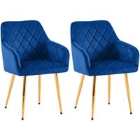 2er Set Esszimmerstühle Monett Samt dunkelblau Metall gold 2er Set Esszimmerstühle Monett Samt dunkelblau Metall gold von CLP
