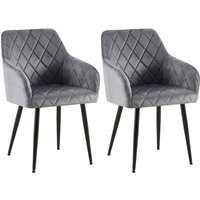 2er Set Esszimmerstühle Monett Samt dunkelgrau Metall matt schwarz 2er Set Esszimmerstühle Monett Samt dunkelgrau Metall matt schwarz von CLP