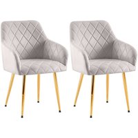 2er Set Esszimmerstühle Monett Samt grau Metall gold 2er Set Esszimmerstühle Monett Samt grau Metall gold von CLP