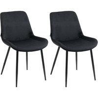 2er Set Esszimmerstühle Victoria Samt-Bezug schwarz von CLP