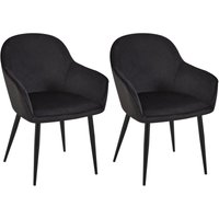 2er Set Esszimmerstuhl Boise Samt schwarz von CLP