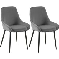 2er Set Esszimmerstuhl Elmira dunkelgrau Metall matt schwarz 2er Set Esszimmerstuhl Elmira dunkelgrau Metall matt schwarz von CLP