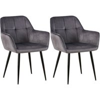 2er Set Esszimmerstuhl Emia Samt grau 2er Set Esszimmerstuhl Emia Samt grau von CLP